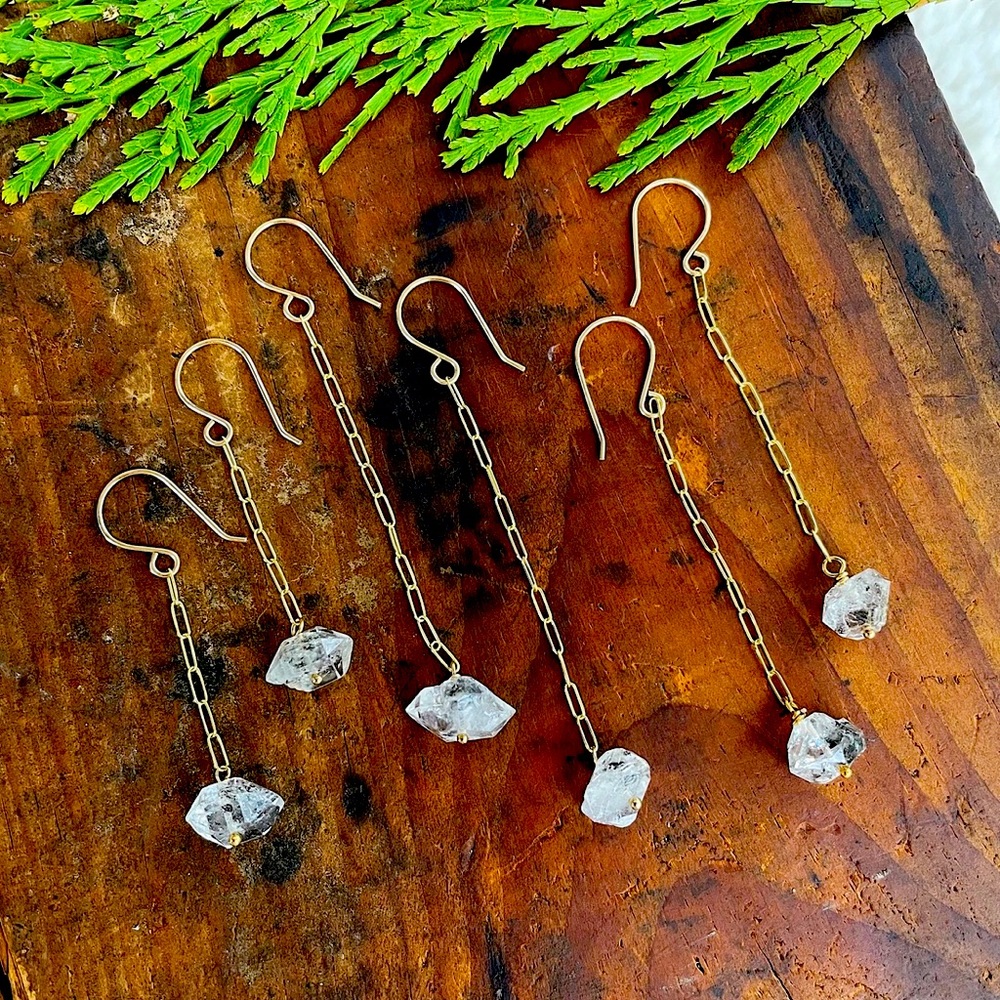 Herkimer Diamond Chain Earrings